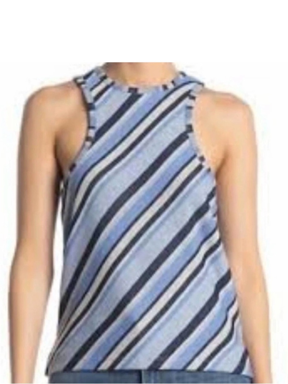 3 for $50 Free People Light Blue & Navy Striped Racerback Tank - Picture 4 of 7